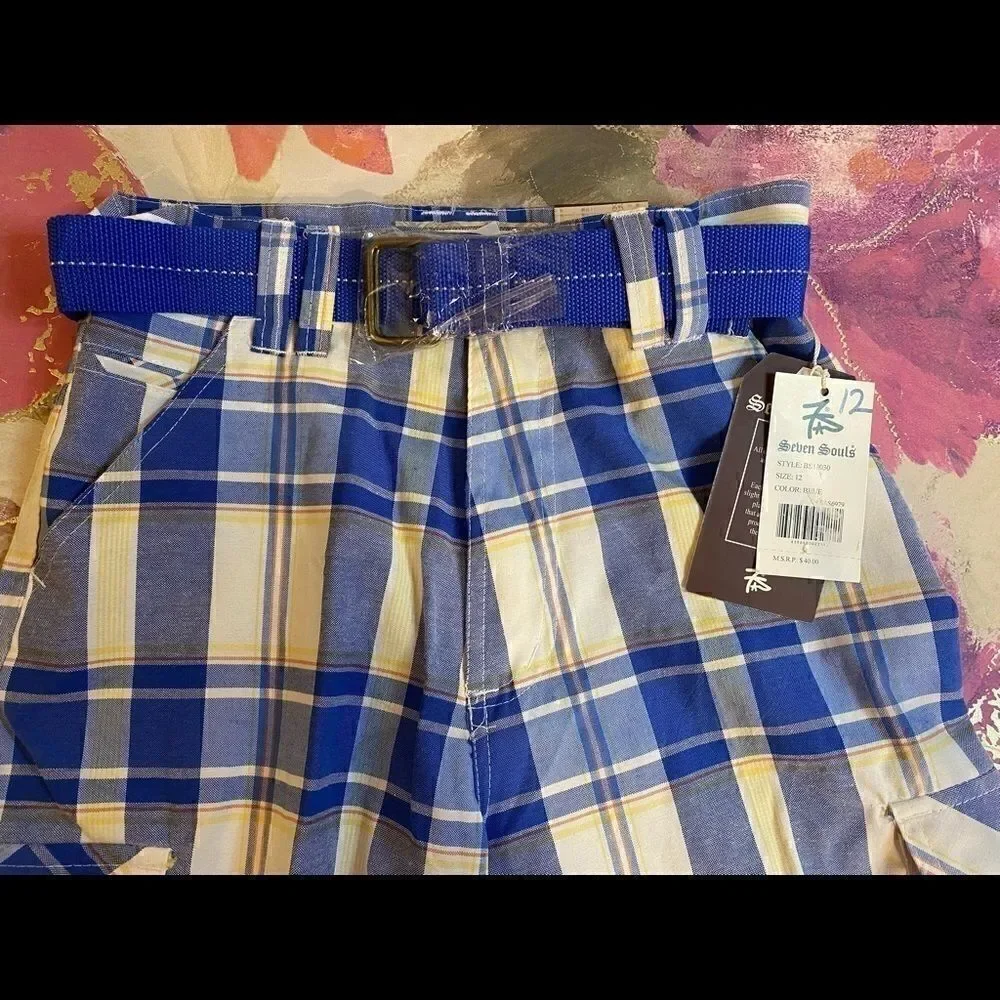 Seven Souls Boys Plaid Fashion cute Shorts Size 12